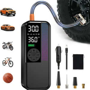 Portable Tire Inflator 150 PSI, Cordless Air Pump with LED Light & Auto Shut-Off