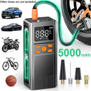 Rechargeable Portable Digital-Displayed Auto-Shutoff Cordless Tire Inflator Pump